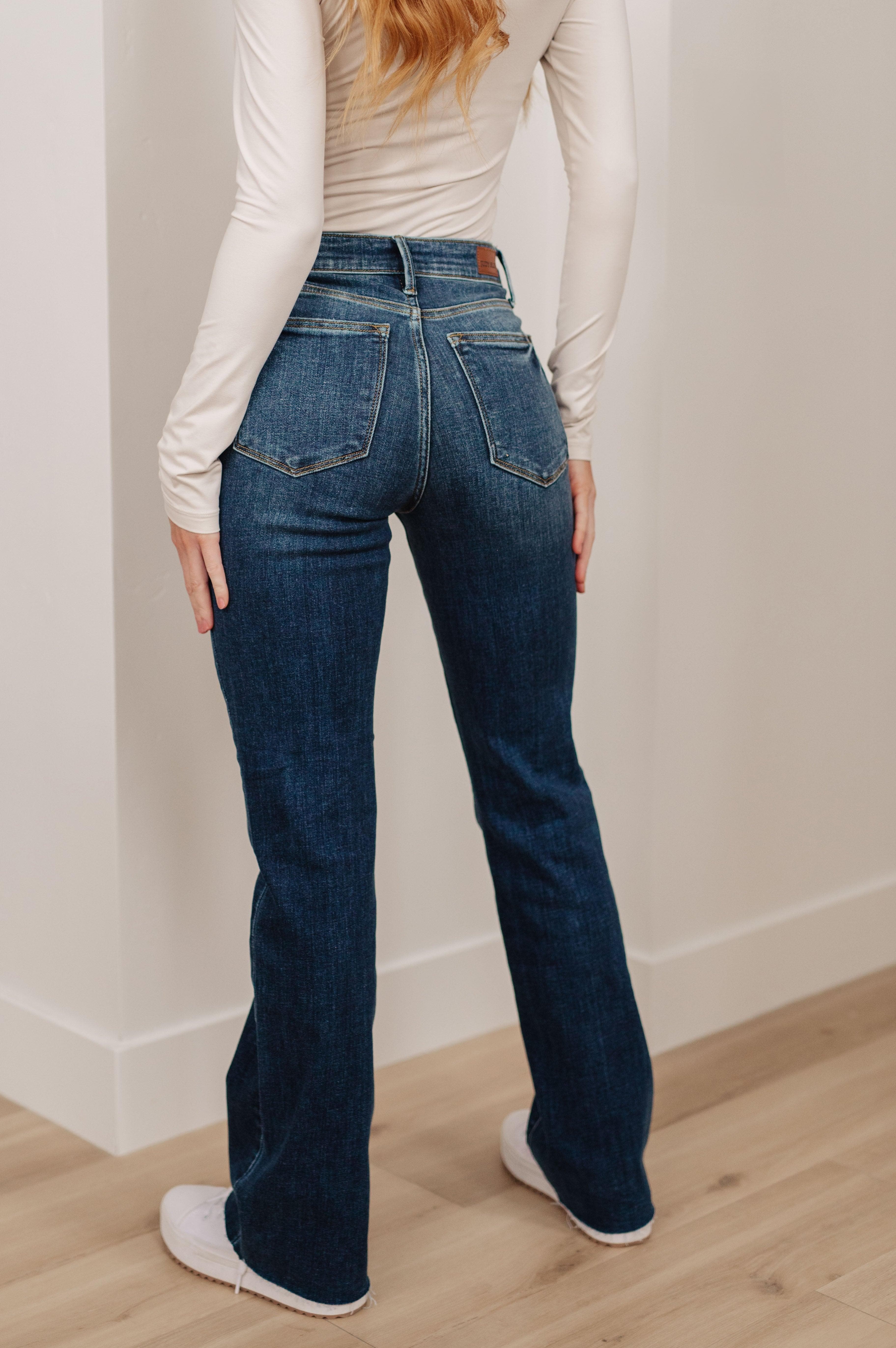 Judy Blue Josephine Mid Rise Raw Hem Bootcut Jeans - SwagglyLife Home & Fashion