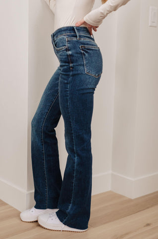 Judy Blue Josephine Mid Rise Raw Hem Bootcut Jeans - SwagglyLife Home & Fashion