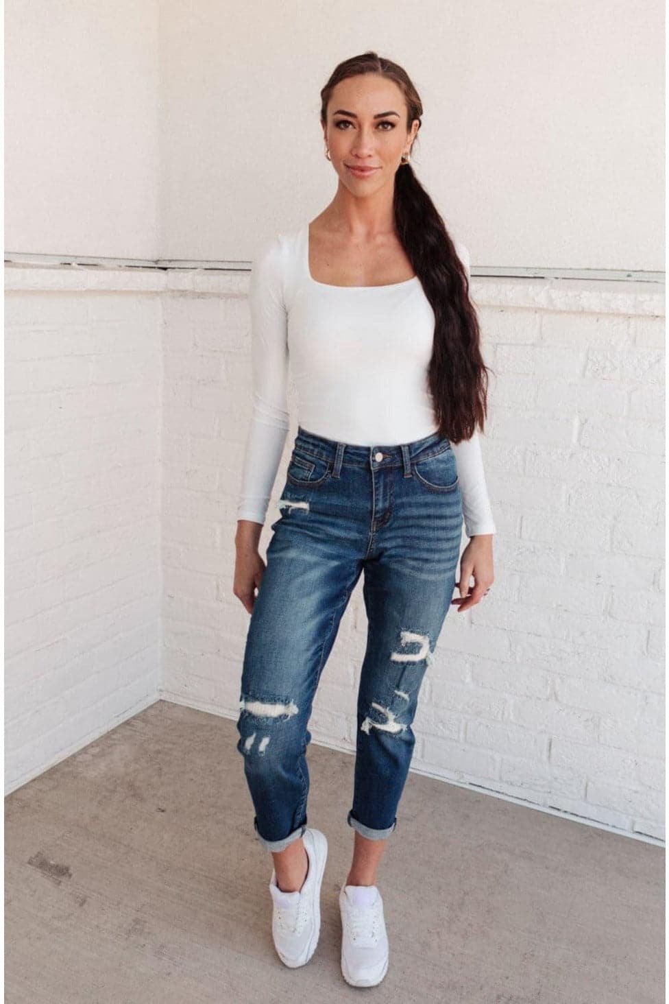 Judy Blue Mid-Rise Thermal Boyfriend Jeans - SwagglyLife Home & Fashion