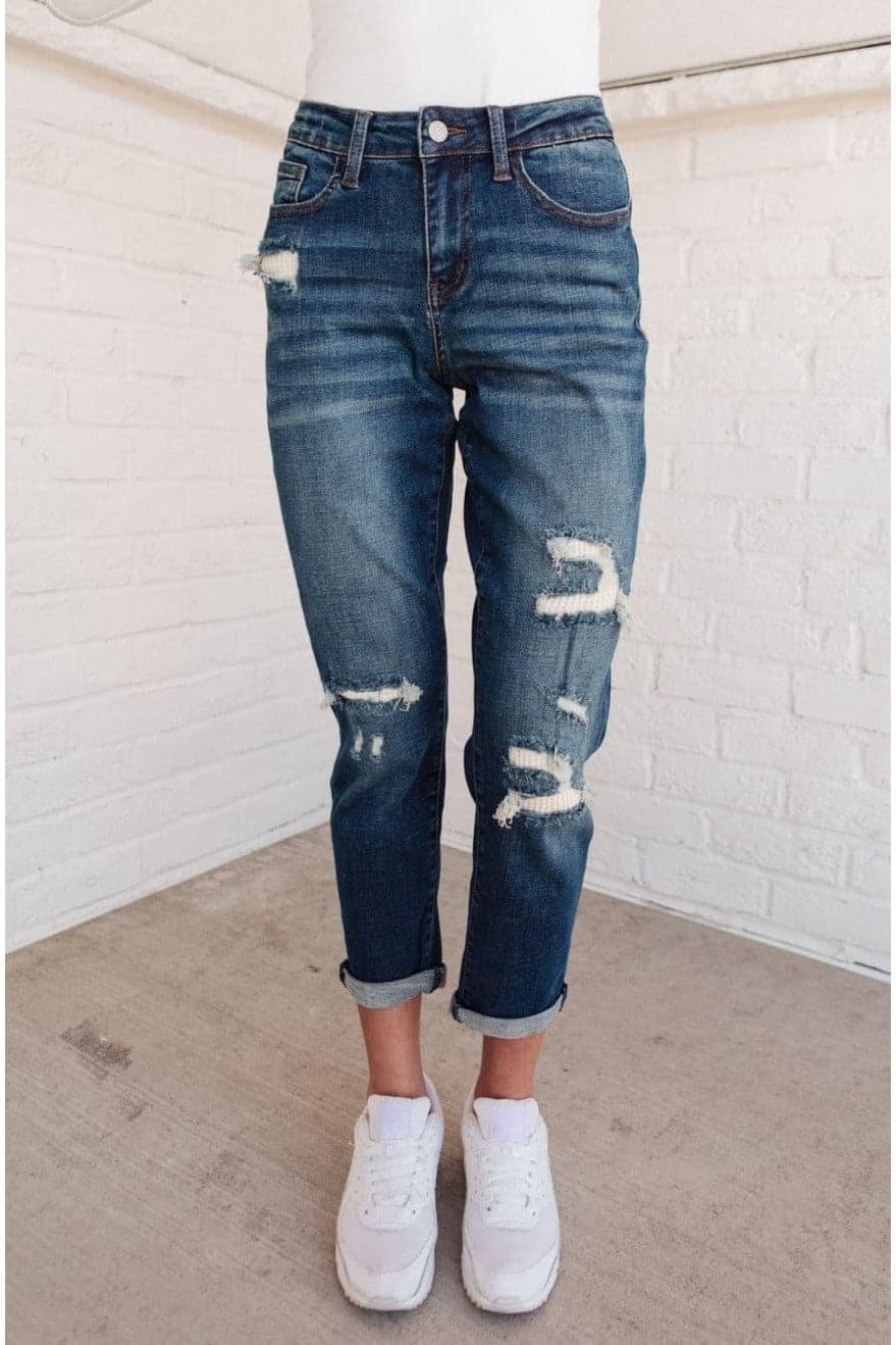 Judy Blue Mid-Rise Thermal Boyfriend Jeans - SwagglyLife Home & Fashion