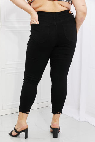 Judy Blue Mila Full Size High Waisted Shark Bite Hem Skinny Jeans - SwagglyLife Home & Fashion