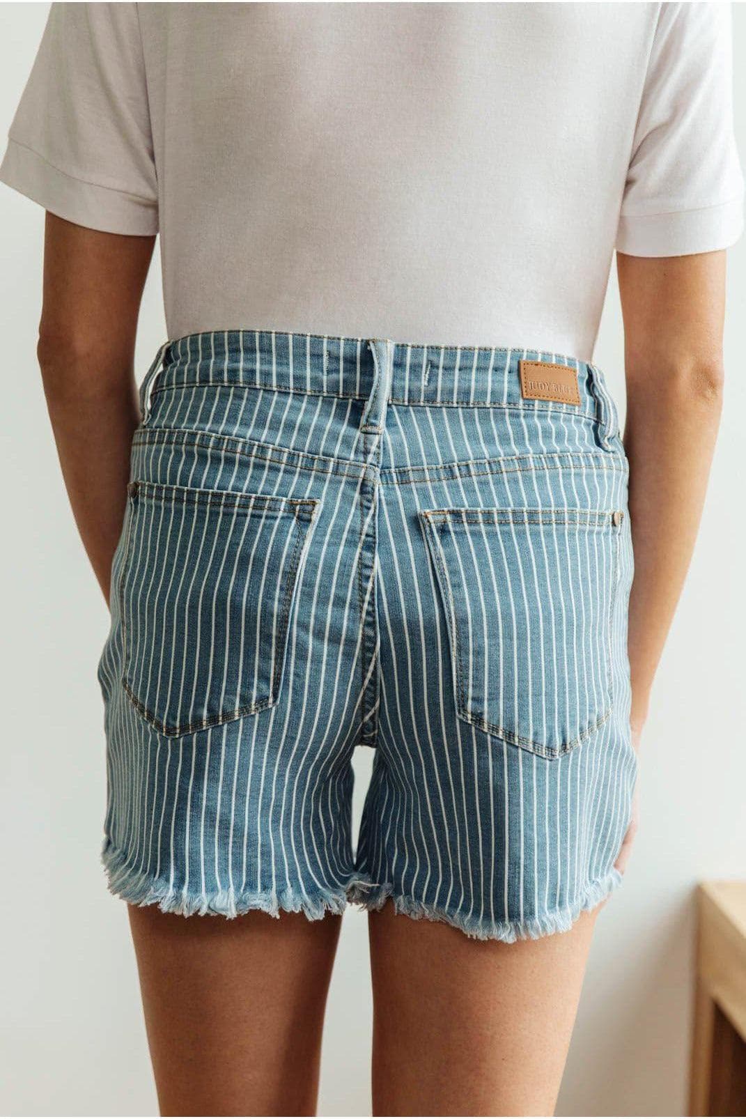 JUDY BLUE Park Striped Shorts - SwagglyLife Home & Fashion