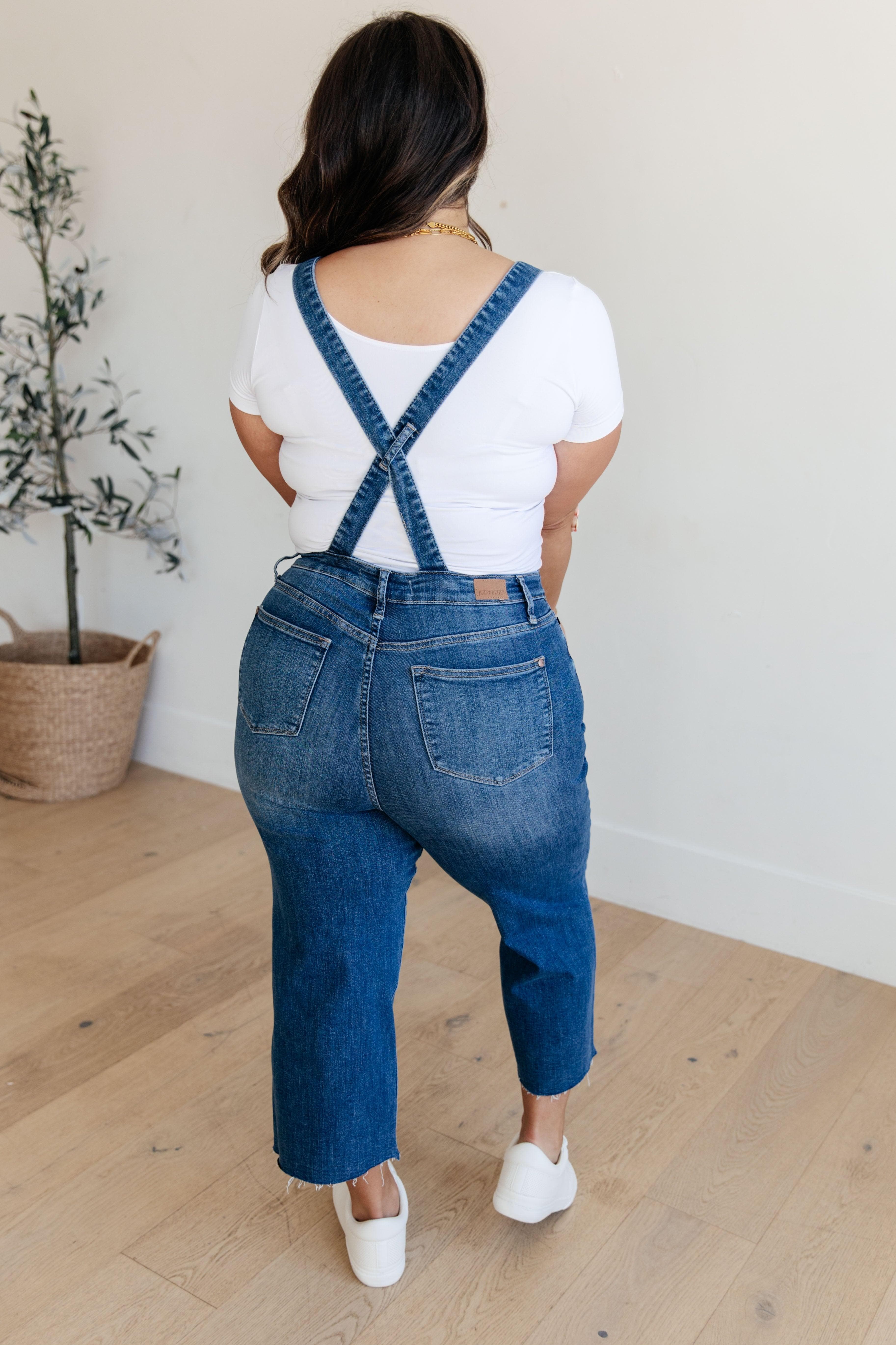 Judy Blue Priscilla High Rise Crop Wide Leg Denim Overalls - SwagglyLife Home & Fashion