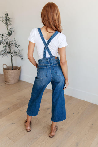 Judy Blue Priscilla High Rise Crop Wide Leg Denim Overalls - SwagglyLife Home & Fashion