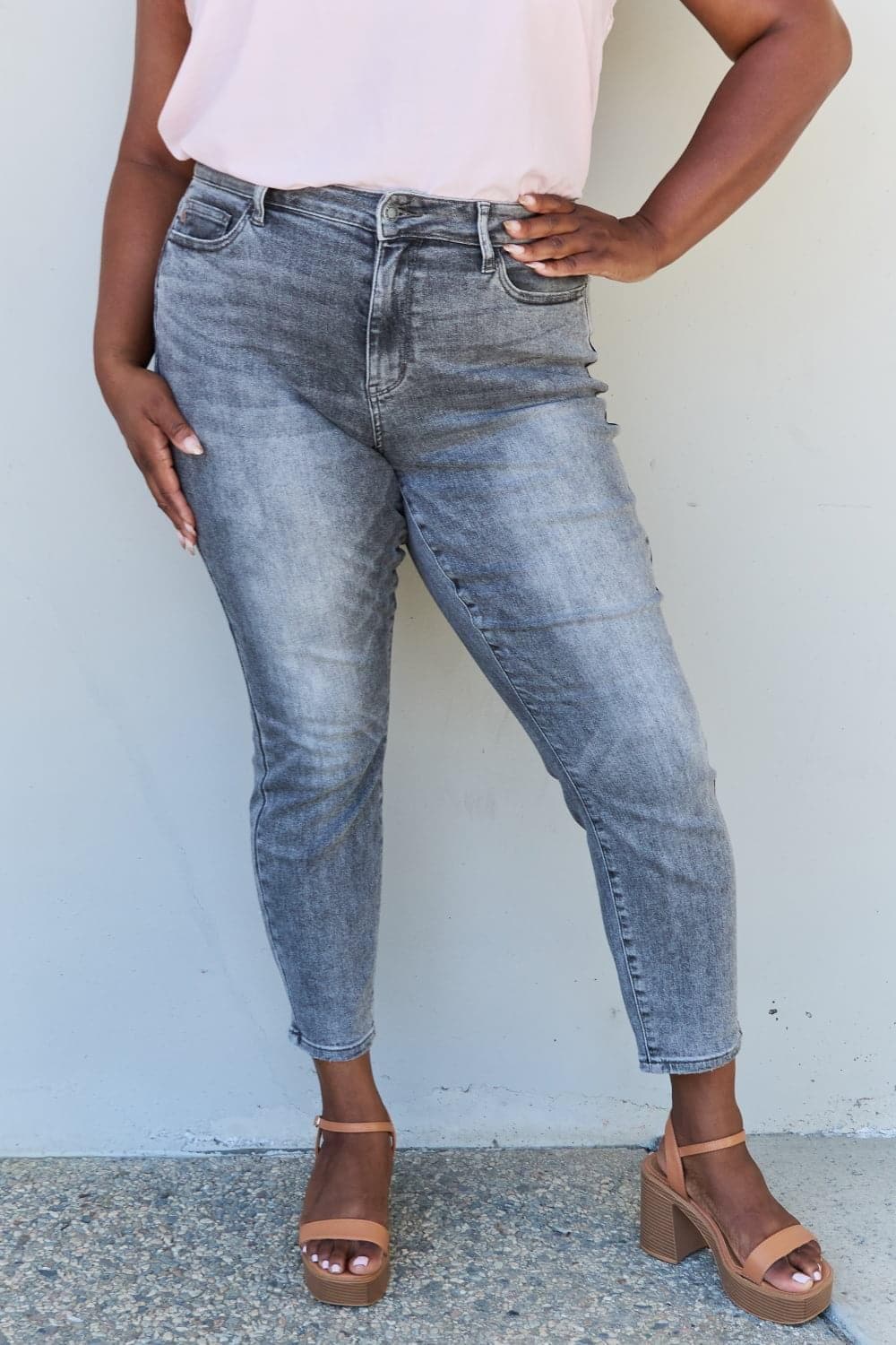 Judy Blue Racquel Full Size High Waisted Stone Wash Slim Fit Jeans - SwagglyLife Home & Fashion