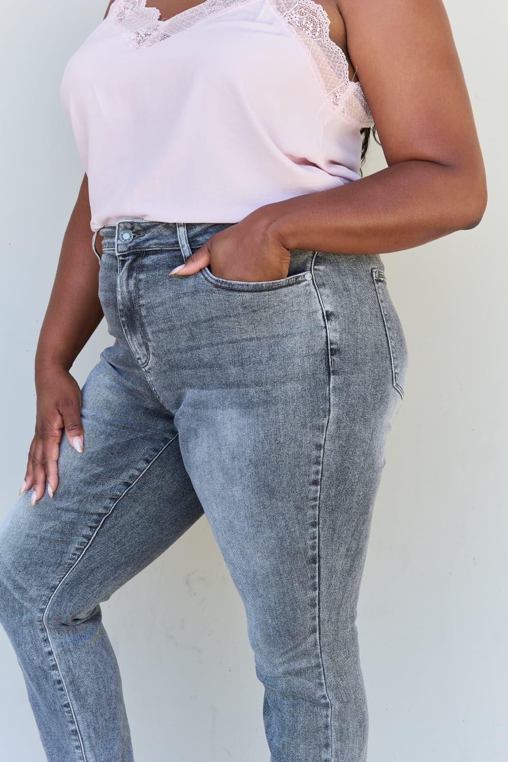 Judy Blue Racquel Full Size High Waisted Stone Wash Slim Fit Jeans - SwagglyLife Home & Fashion