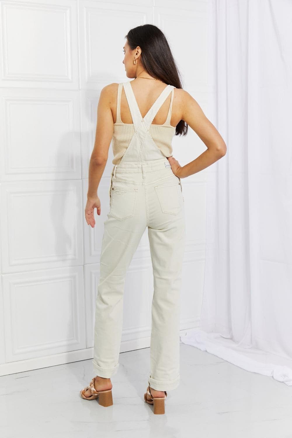 Judy Blue Full Size Taylor High Waist Overalls, White - SwagglyLife Home & Fashion