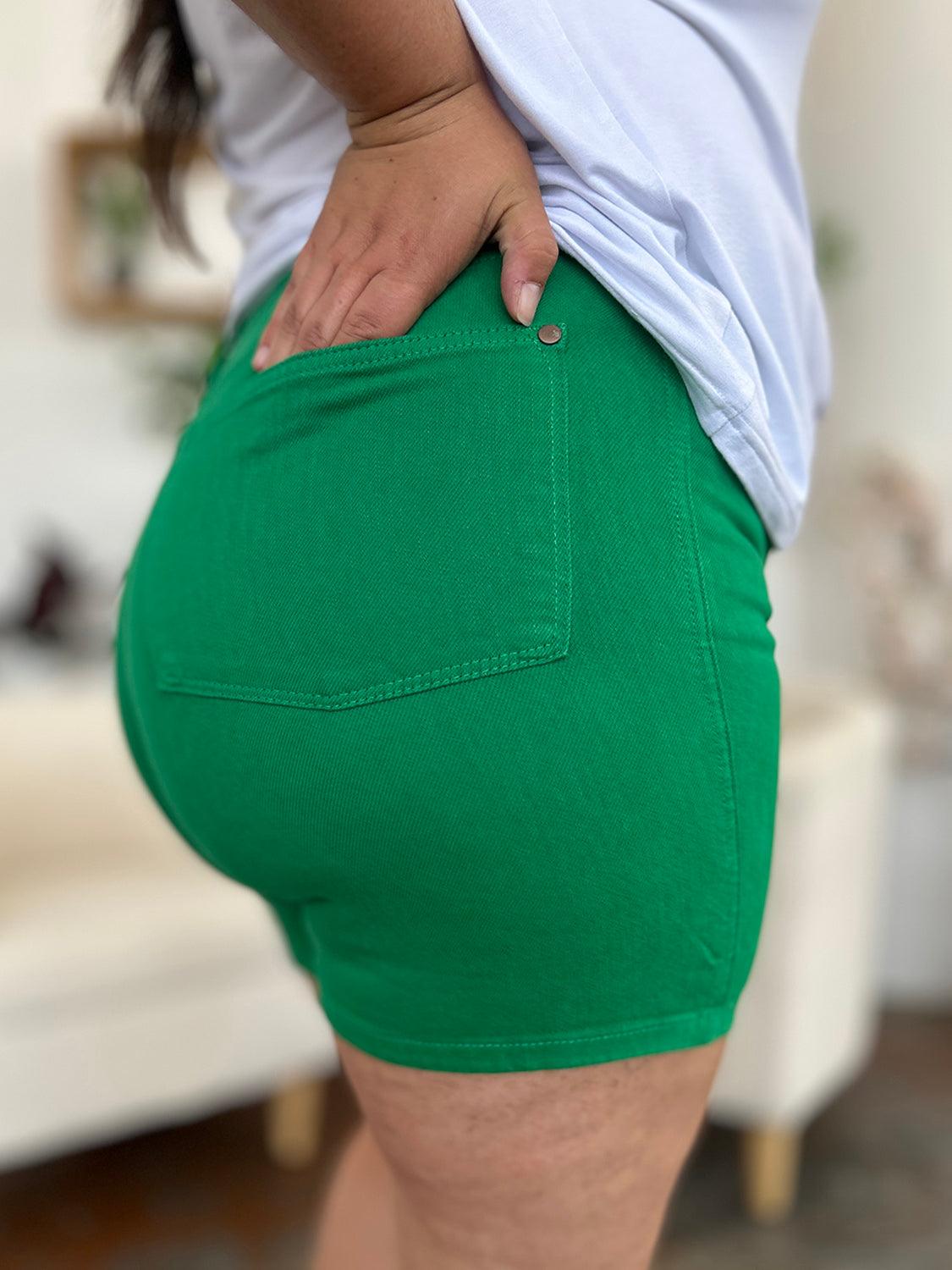 Judy Blue Tummy Control Garment Dyed Denim Shorts - SwagglyLife Home & Fashion