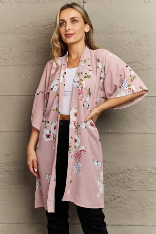 Justin Taylor Aurora Rose Floral Kimono - SwagglyLife Home & Fashion