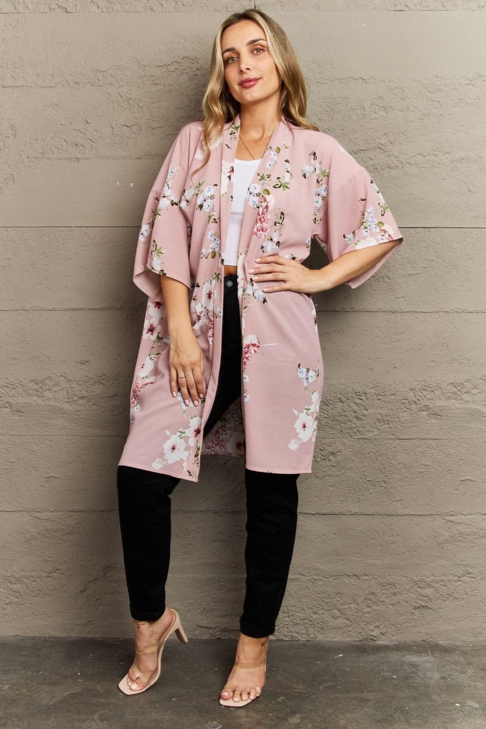 Justin Taylor Aurora Rose Floral Kimono - SwagglyLife Home & Fashion