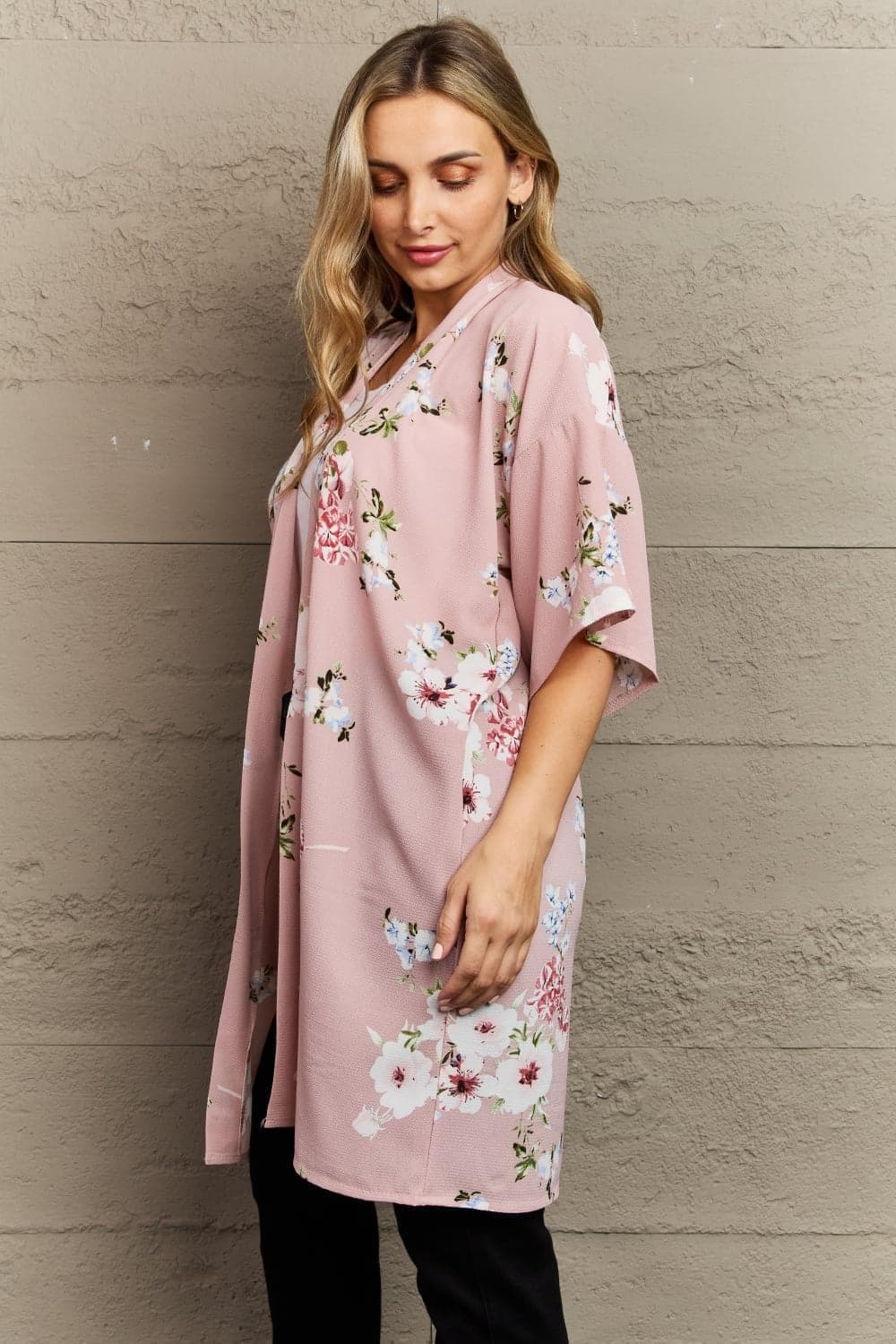 Justin Taylor Aurora Rose Floral Kimono - SwagglyLife Home & Fashion