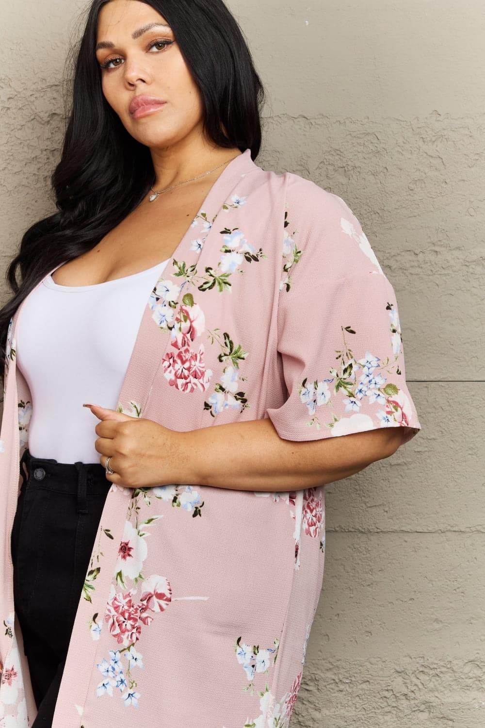 Justin Taylor Aurora Rose Floral Kimono - SwagglyLife Home & Fashion