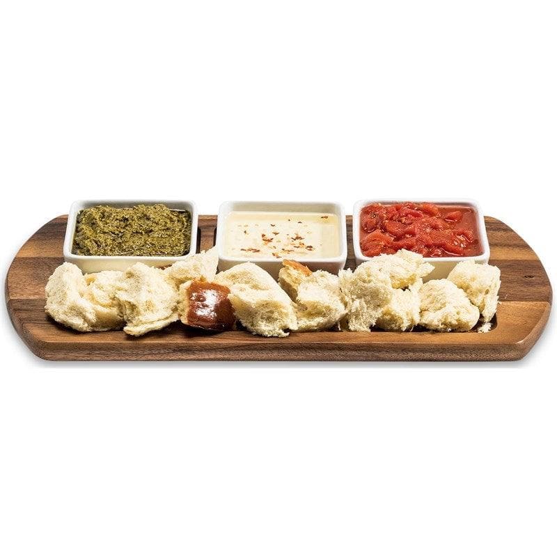 KALMAR HOME Charcuterie/ Serving Tray w/ 3 Square Ceramic Bowls - SwagglyLife Home & Fashion