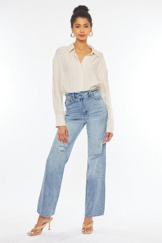 Kan Can 90's Wide Leg Straight Jeans - SwagglyLife Home & Fashion