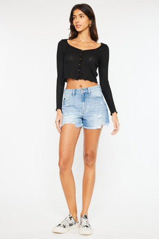 Kan Can USA High Rise Denim Shorts - SwagglyLife Home & Fashion