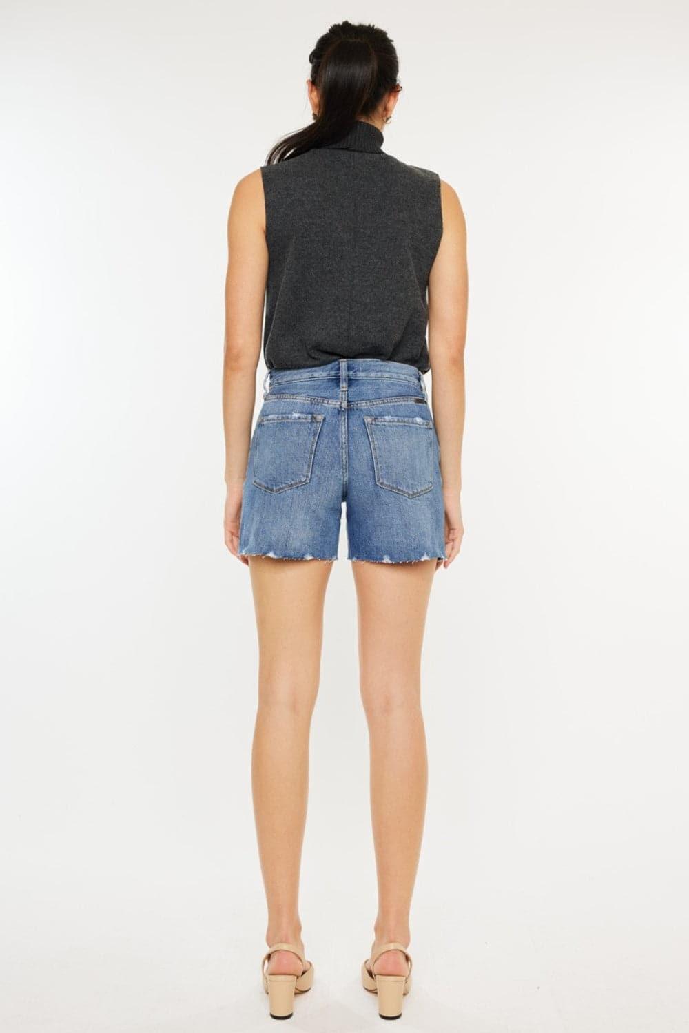 Kancan Distressed High Waist Denim Shorts - SwagglyLife Home & Fashion