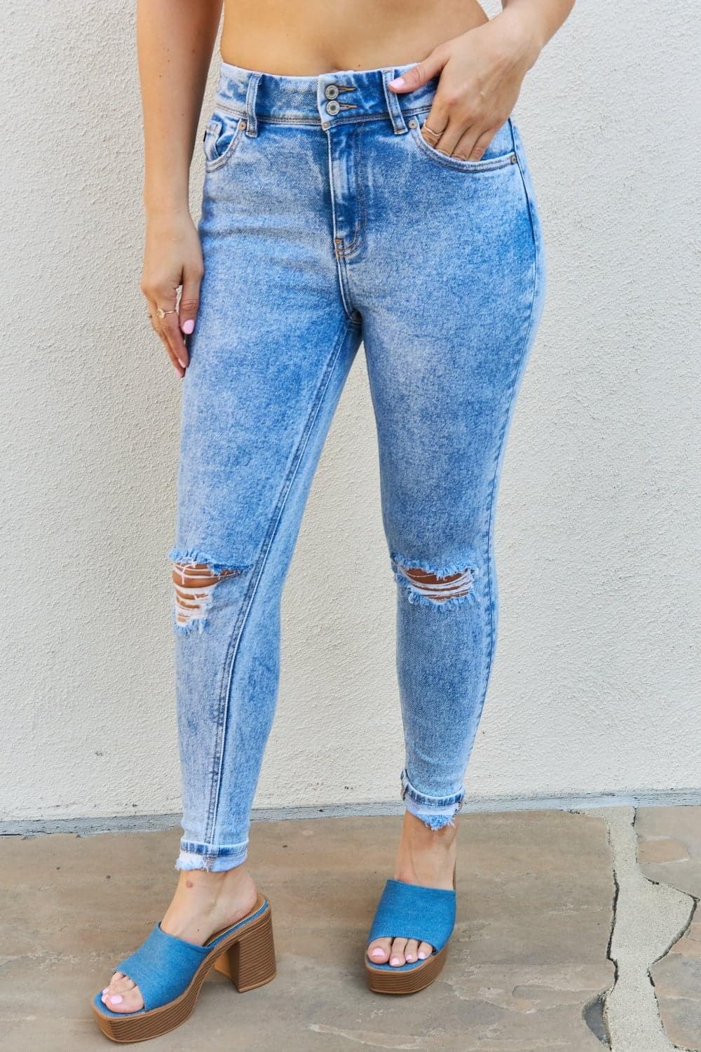 Kancan Emma Full size High Rise Distressed Skinny Jeans - SwagglyLife Home & Fashion