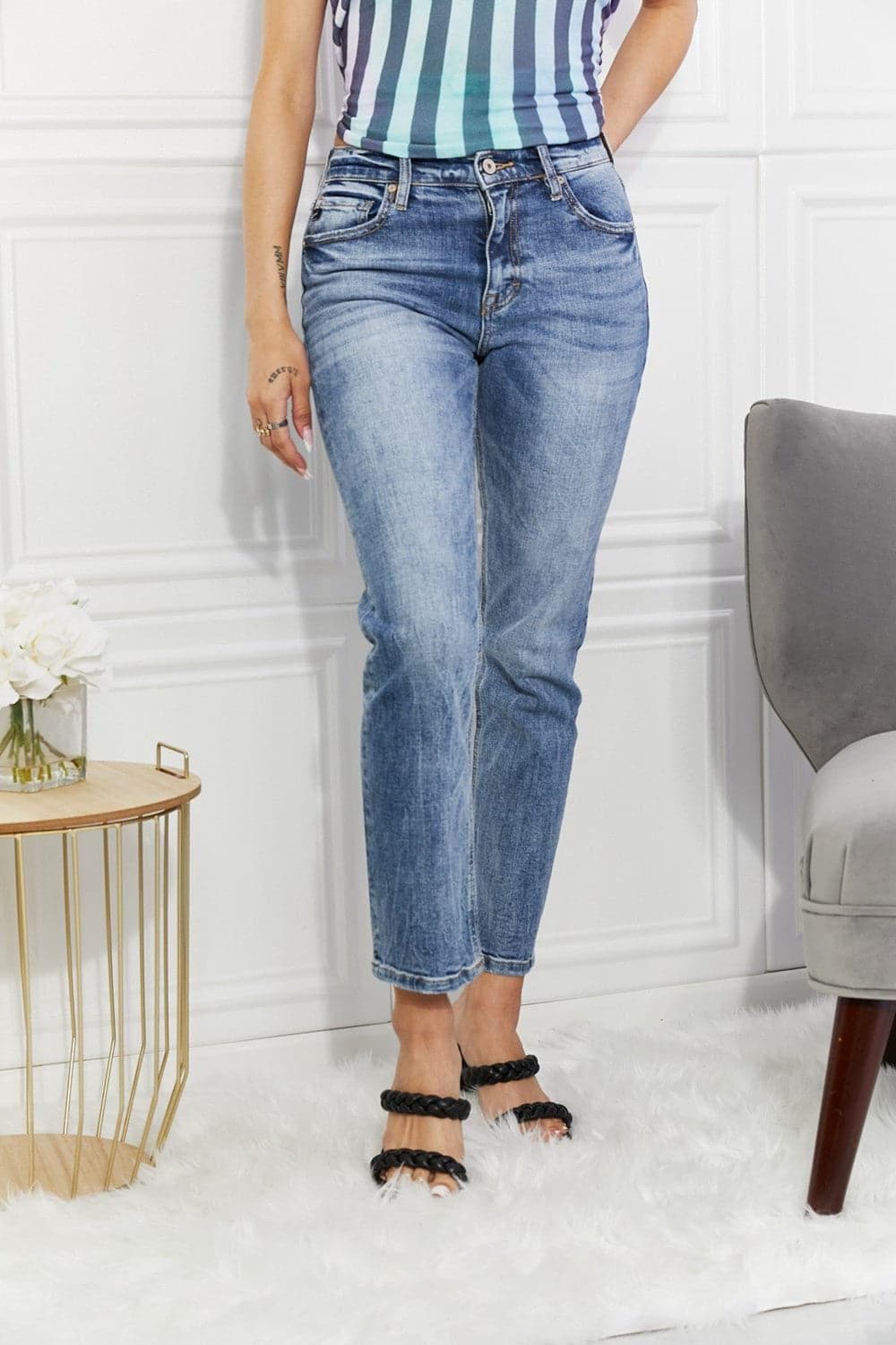 Kancan Full Size Amara High Rise Slim Straight Jeans - SwagglyLife Home & Fashion
