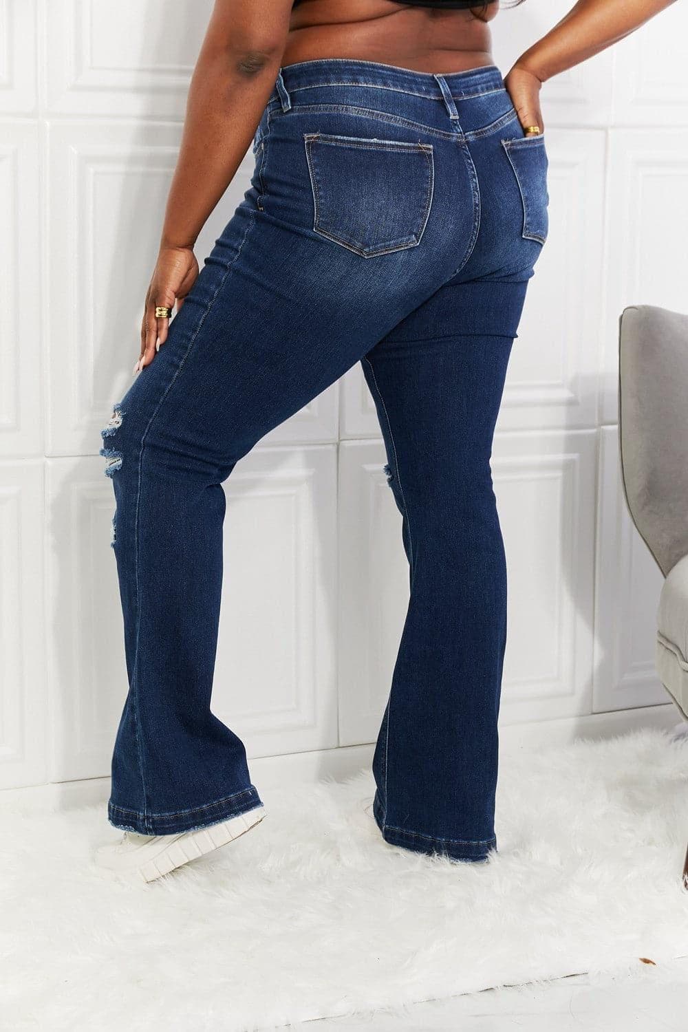 Kancan Full Size Reese Midrise Button Fly Flare Jeans - SwagglyLife Home & Fashion