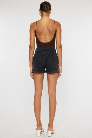 KanCan High Rise Denim Shorts, Dark Grey - SwagglyLife Home & Fashion