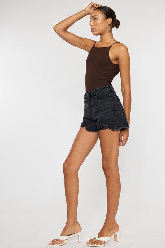 KanCan High Rise Denim Shorts, Dark Grey - SwagglyLife Home & Fashion