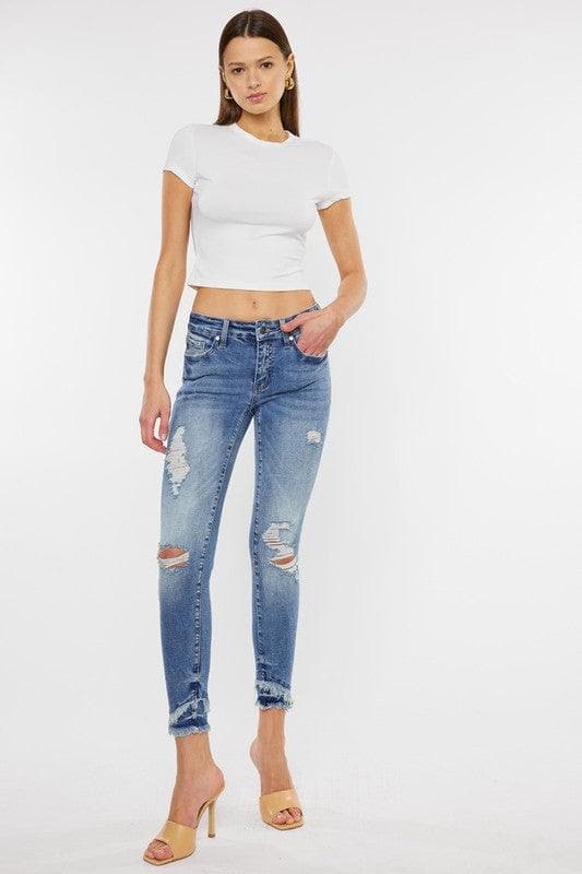KanCan Mid Rise Ankle Skinny Jeans - SwagglyLife Home & Fashion
