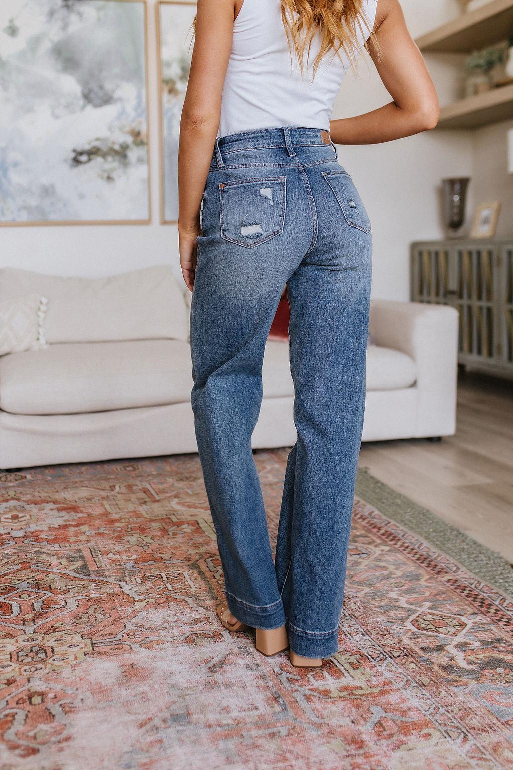 Katrina High Waist Distressed Denim Trousers - SwagglyLife Home & Fashion