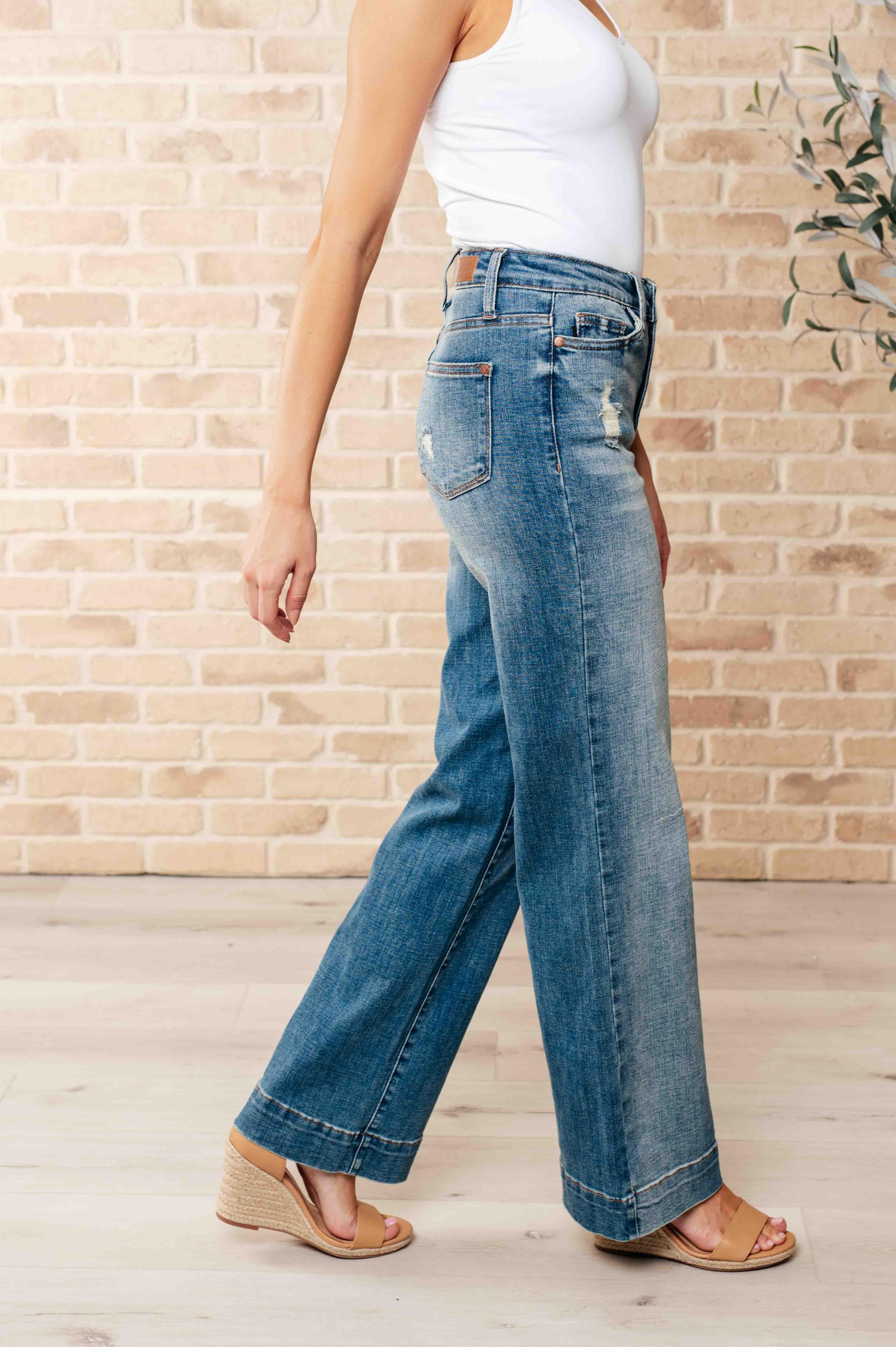 Katrina High Waist Distressed Denim Trousers - SwagglyLife Home & Fashion