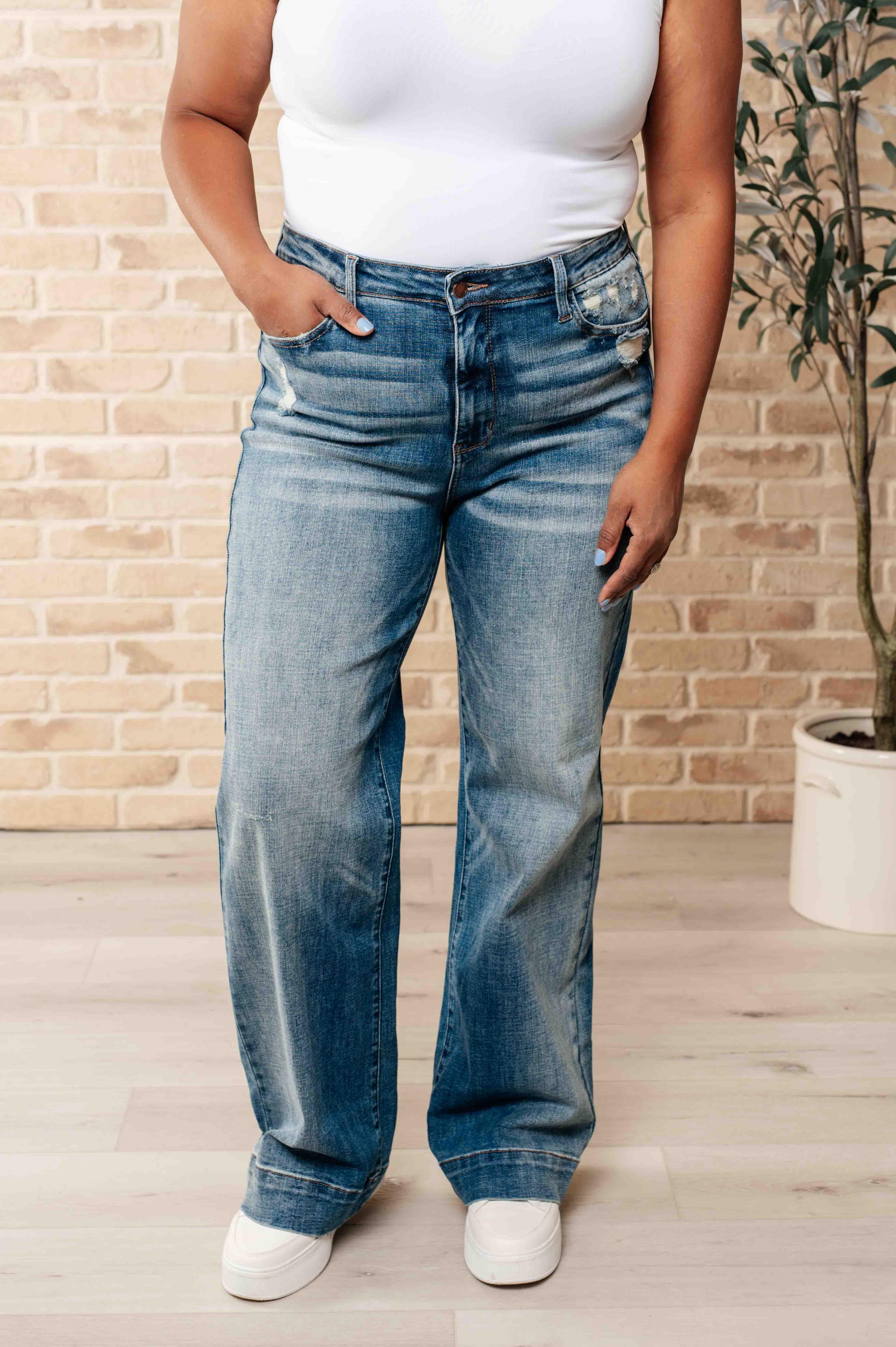 Katrina High Waist Distressed Denim Trousers - SwagglyLife Home & Fashion