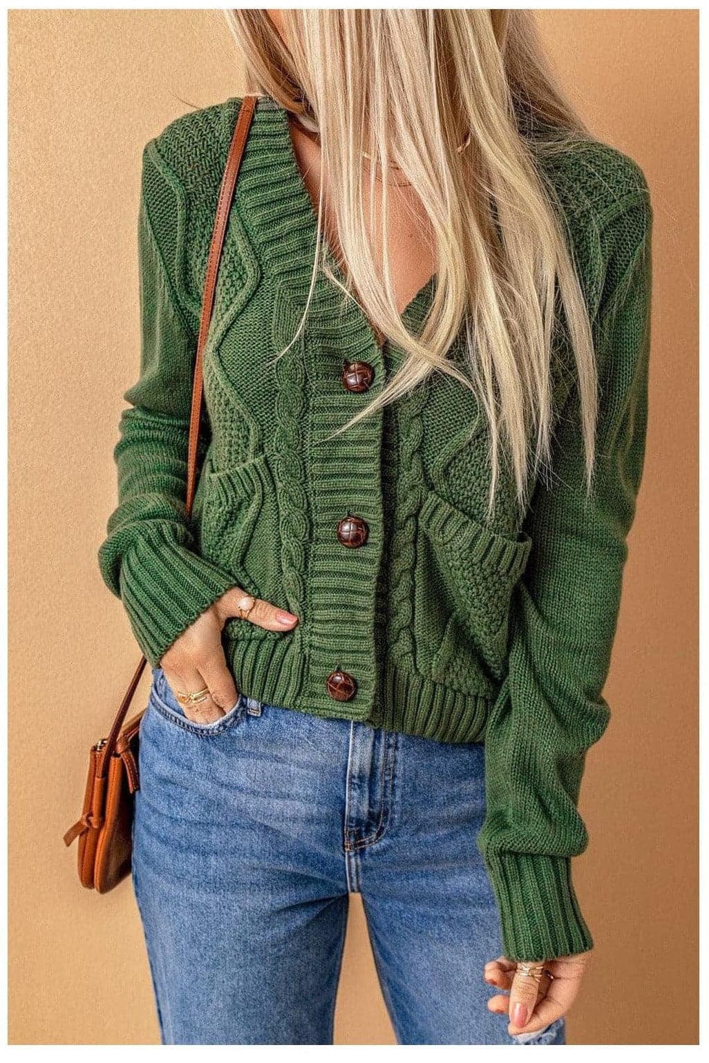 Knit Button-Down Cardigan with Pockets - SwagglyLife Home & Fashion