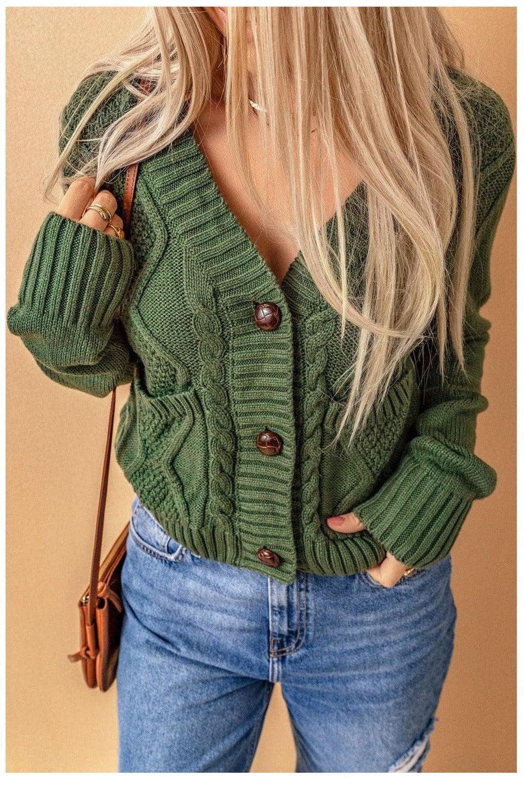 Knit Button-Down Cardigan with Pockets - SwagglyLife Home & Fashion