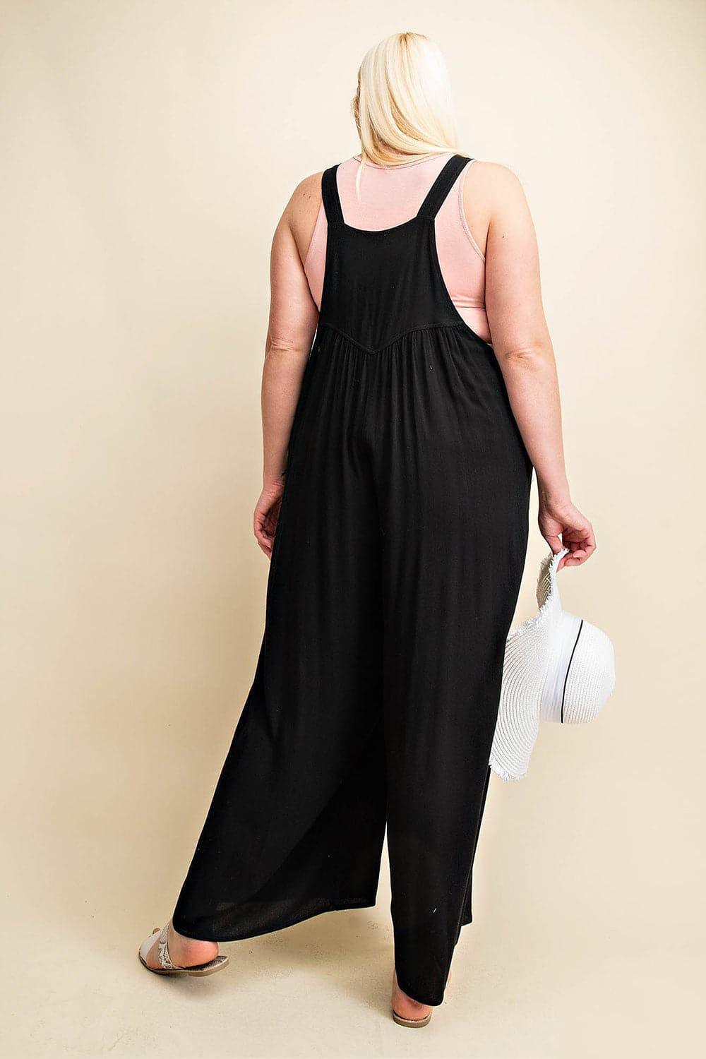 Kori America Full Size Sleeveless Ruched Wide Leg Overalls - SwagglyLife Home & Fashion