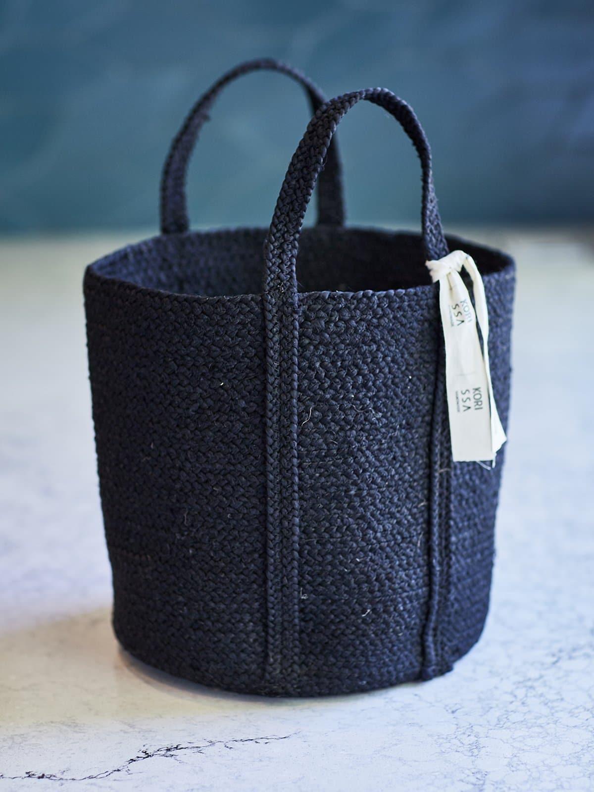 KORISSA Kata Basket with handle - Black | Handmade - SwagglyLife Home & Fashion