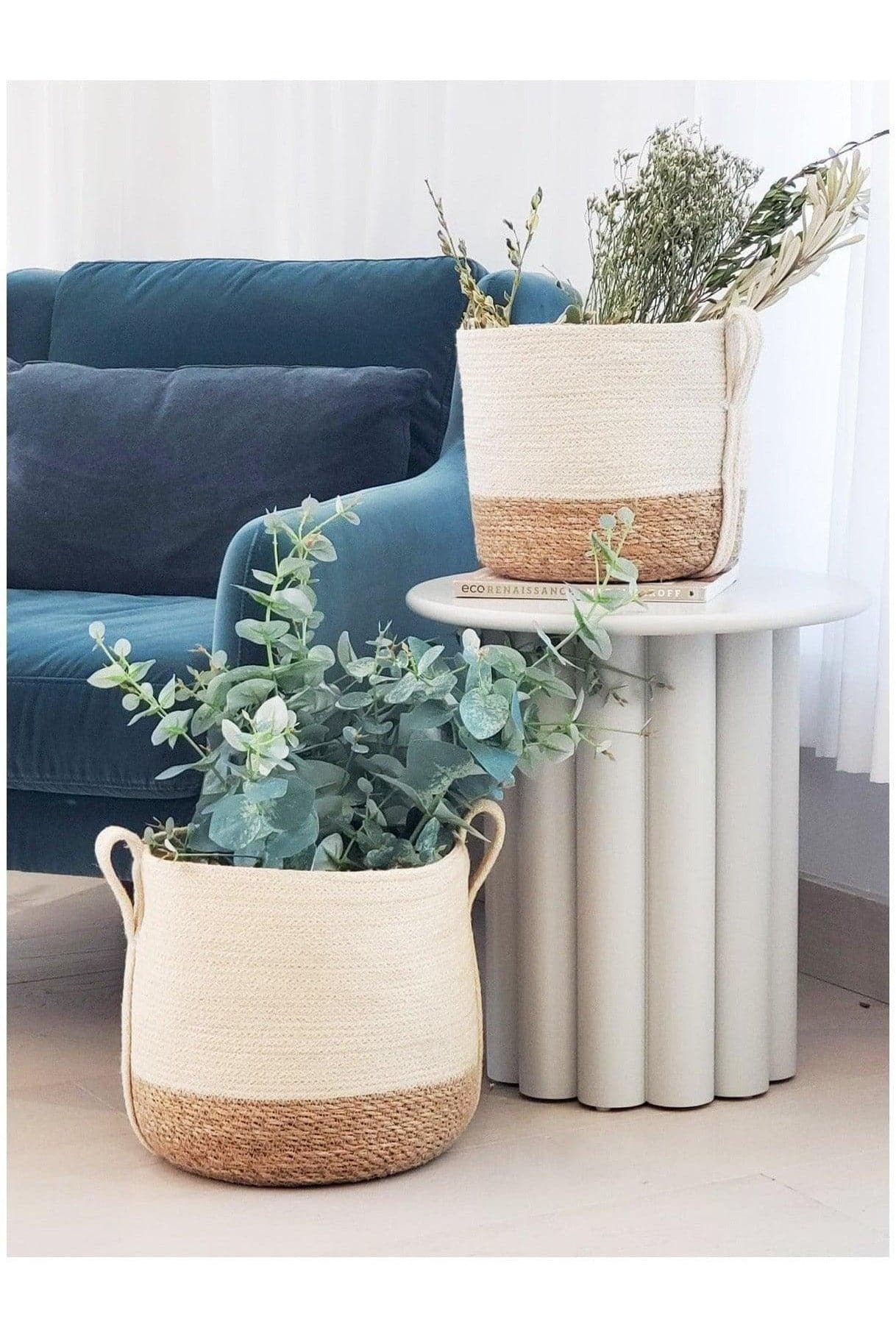 KORISSA Savar Basket with Side Handle (Set of 2) - SwagglyLife Home & Fashion