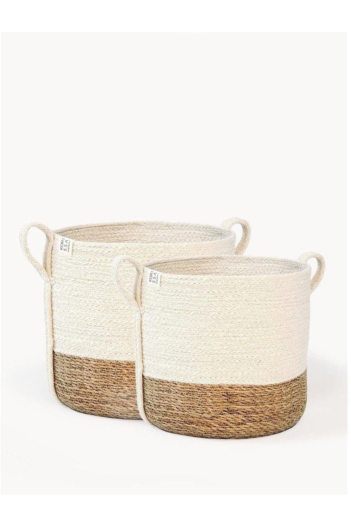 KORISSA Savar Basket with Side Handle (Set of 2) - SwagglyLife Home & Fashion