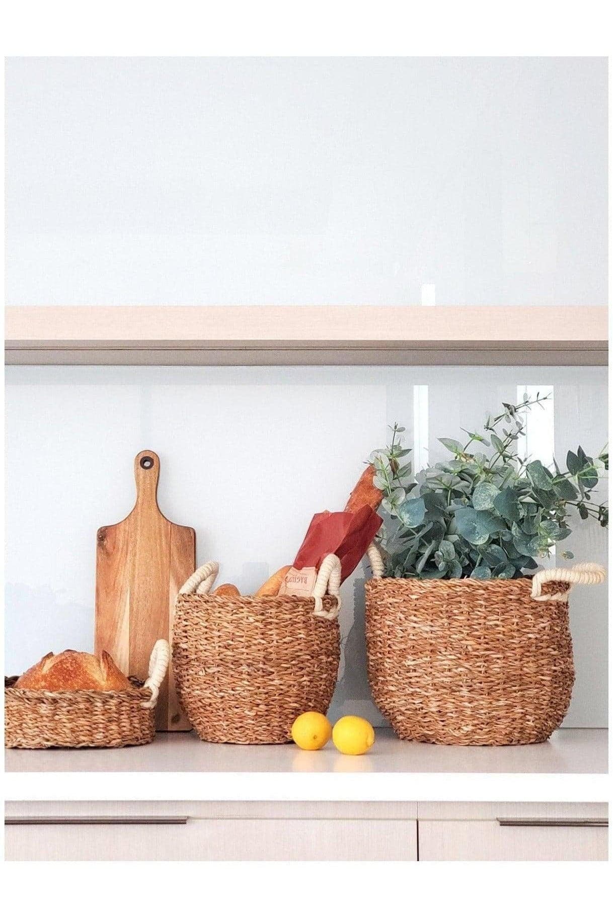 KORISSA Savar Basket with White Handle (Set of 2) - SwagglyLife Home & Fashion