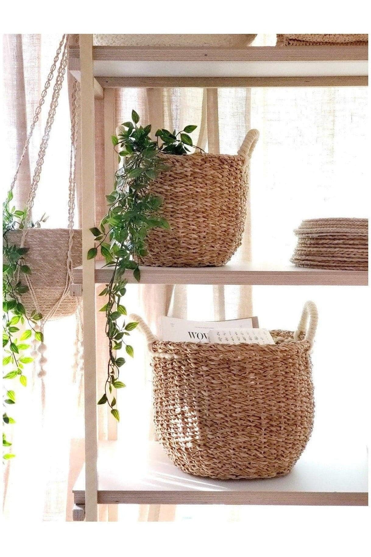 KORISSA Savar Basket with White Handle (Set of 2) - SwagglyLife Home & Fashion