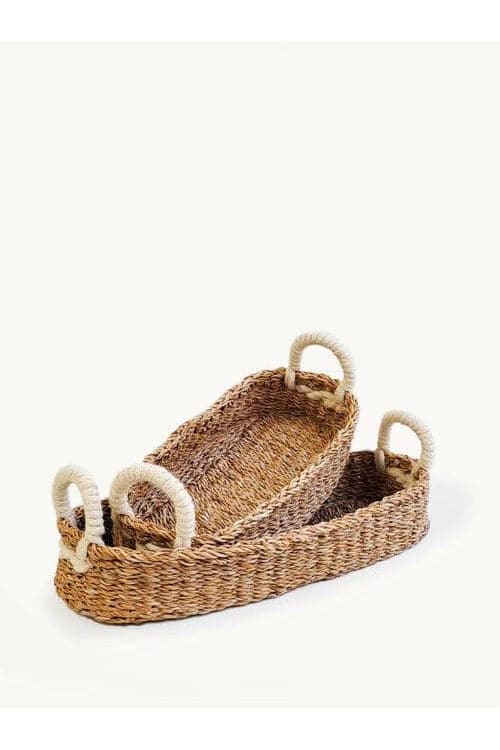 KORISSA Savar Bread Basket with White Handle (Set of 2) - SwagglyLife Home & Fashion