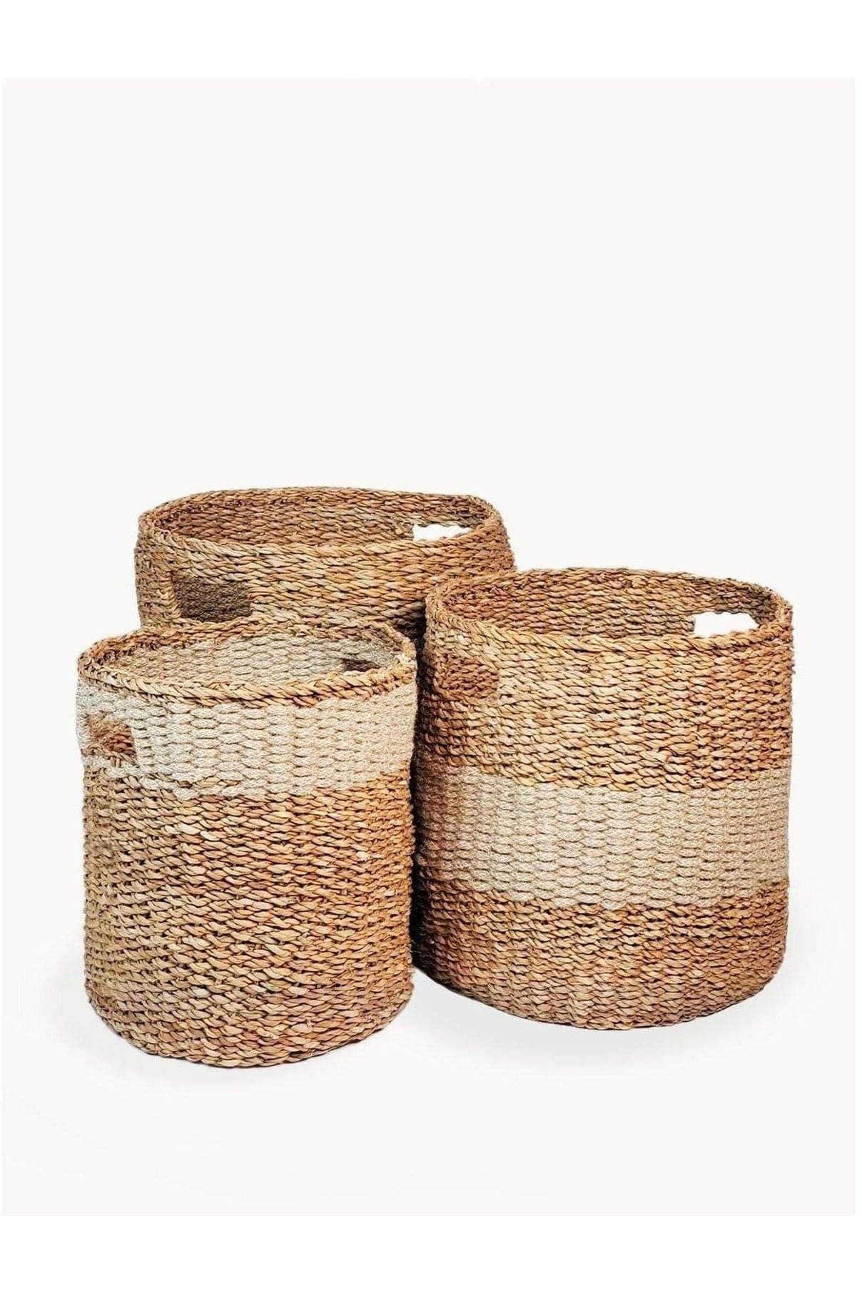 KORISSA Savar Hamper Basket with Handle - Natural (Set of 3) - SwagglyLife Home & Fashion