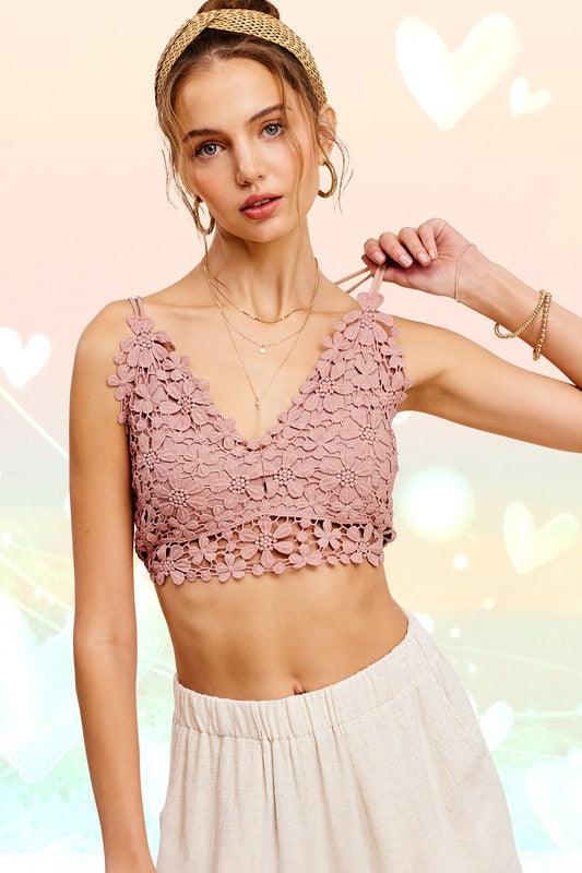 LA MIEL Crochet Lace Bralette Top - SwagglyLife Home & Fashion