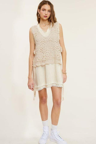 La Miel Self Side Tie Detailed Crochet Vest Top - SwagglyLife Home & Fashion