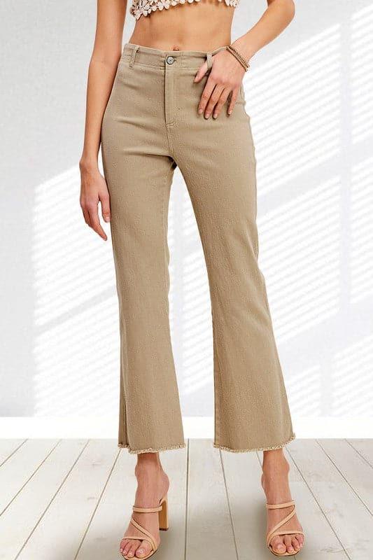 LA MIEL Soft Washed Stretchy High Rise Pants - SwagglyLife Home & Fashion