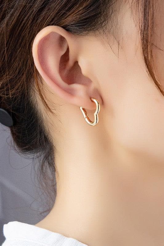 LA3 Heart Shape Hinged Huggie Hoop Earrings - SwagglyLife Home & Fashion