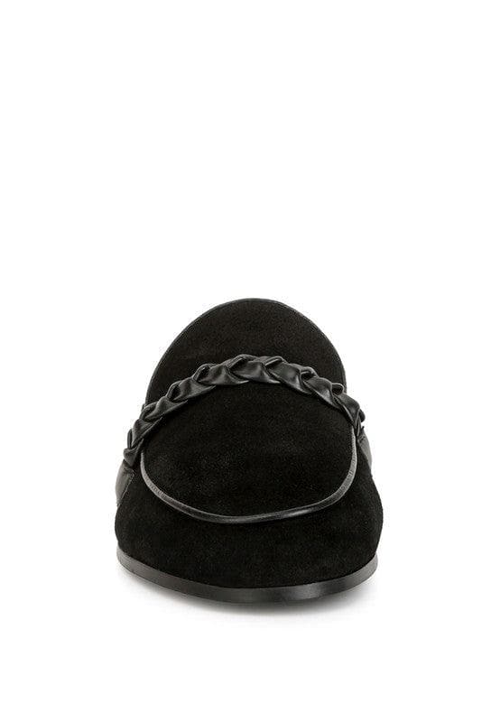 Lavinia Suede Leather Braided Detail Mules, 2 Colors - SwagglyLife Home & Fashion