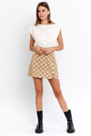LE LIS Checkerboard Print Slit Mini Skirt, 2 Colors - SwagglyLife Home & Fashion