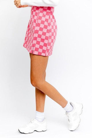 LE LIS Checkerboard Print Slit Mini Skirt, 2 Colors - SwagglyLife Home & Fashion