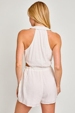 LE LIS Collared Sleeveless Romper - SwagglyLife Home & Fashion