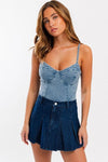 LE LIS Denim Bustier Bodysuit - SwagglyLife Home & Fashion