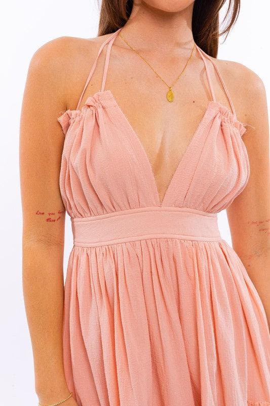 LE LIS Halter Babydoll Tiered Mini Dress, 2 Colors - SwagglyLife Home & Fashion