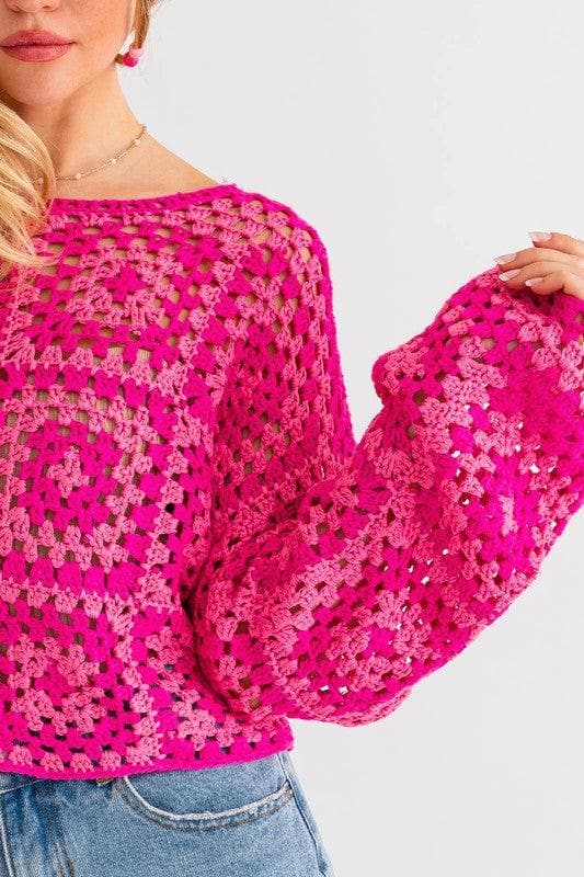 LE LIS Long Sleeve Crochet Top, 2 Colors - SwagglyLife Home & Fashion